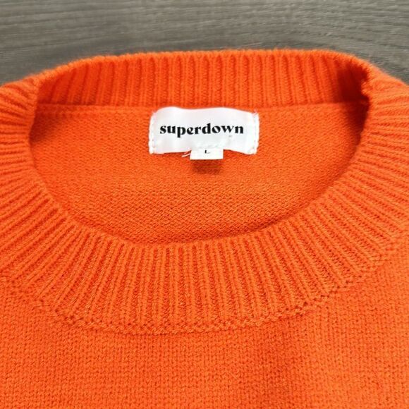 Superdown Iris Cutout Back Orange Long Sleeve Knit Sweater Size Large - Picture 5 of 10